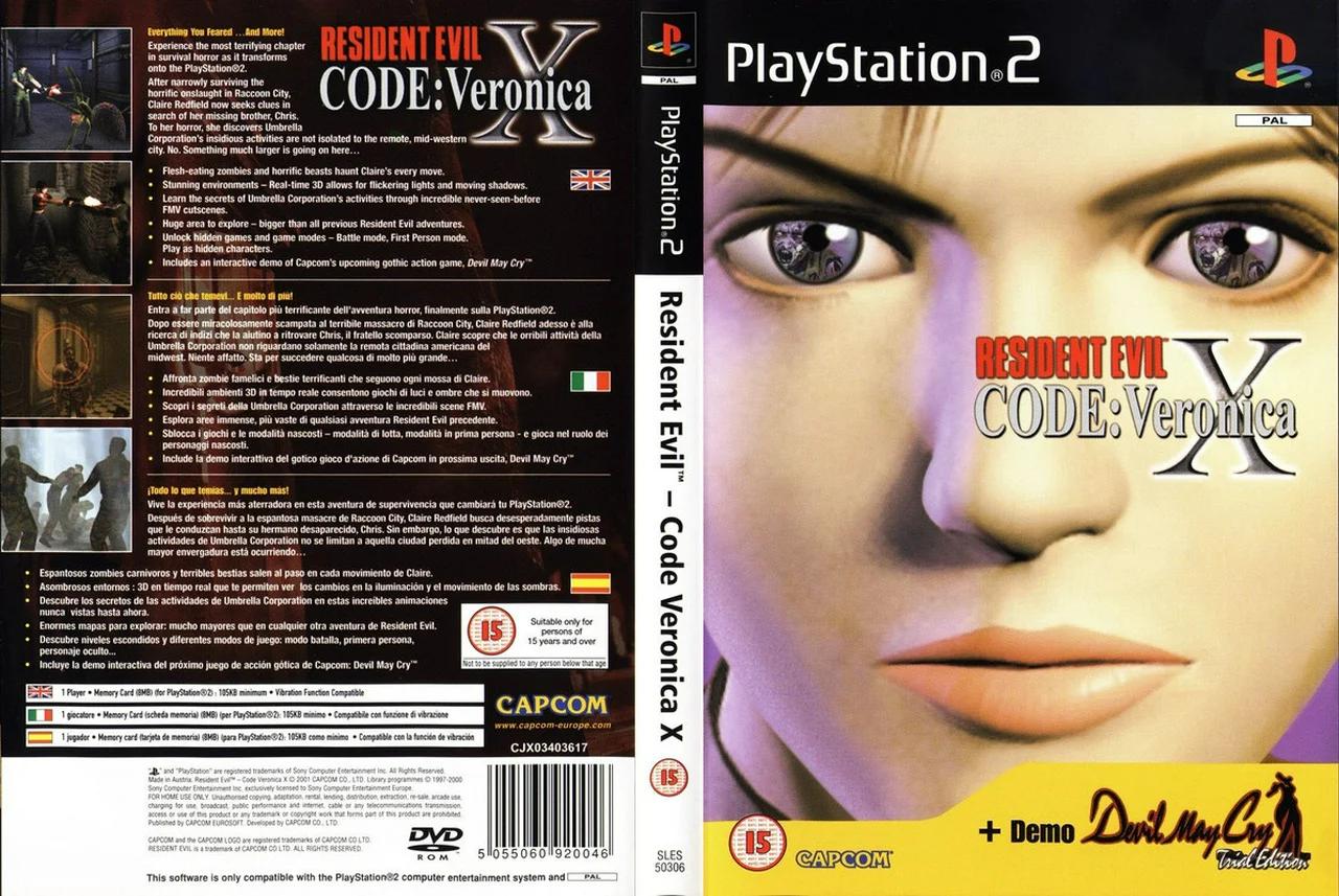 RESIDENT EVIL CODE VERONICA X COVER - CARATULA PLAYSTATION 2 PS2COVERS