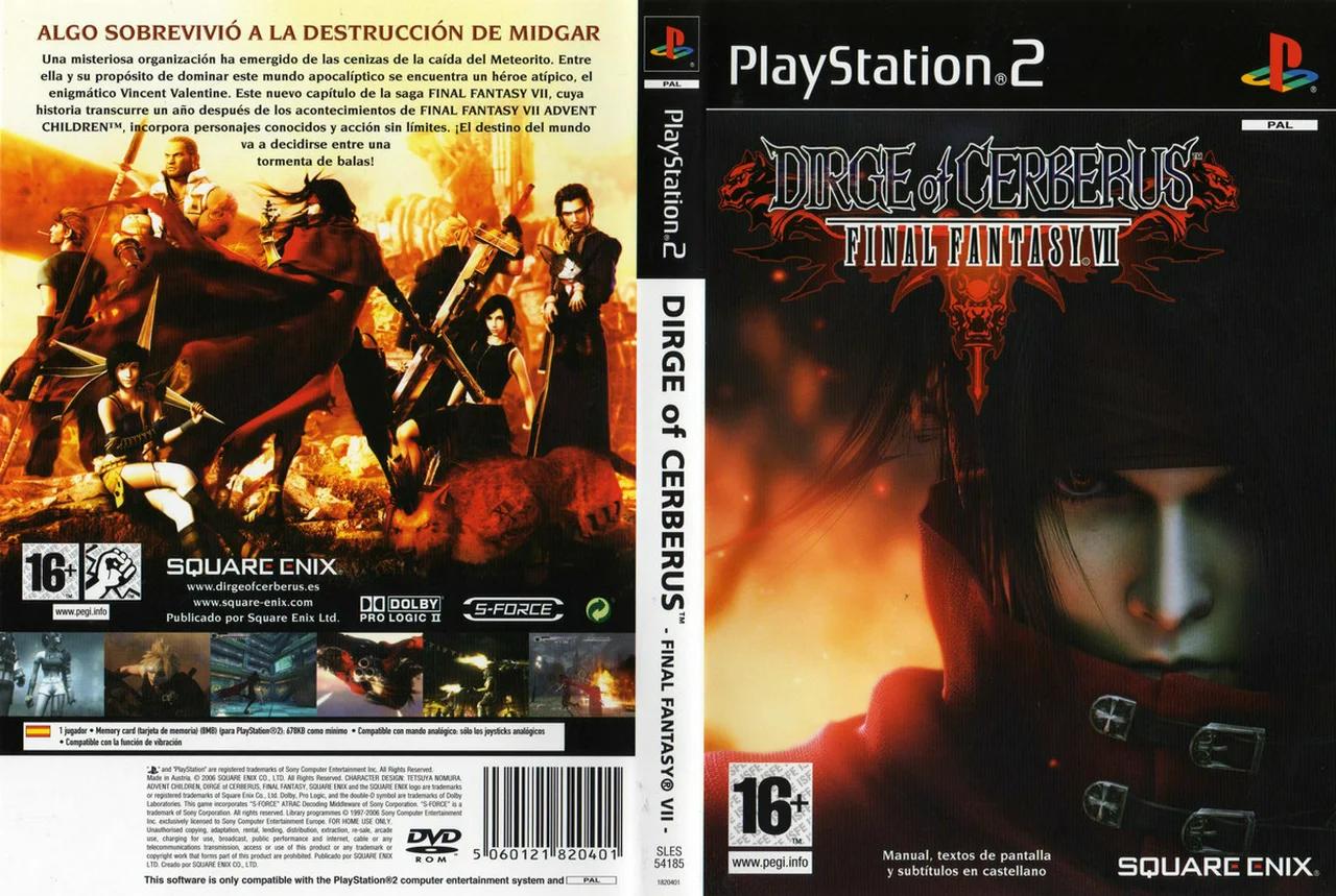 DIRGE OF CERBERUS FINAL FANTASY VII COVER - CARATULA PLAYSTATION 2 ...