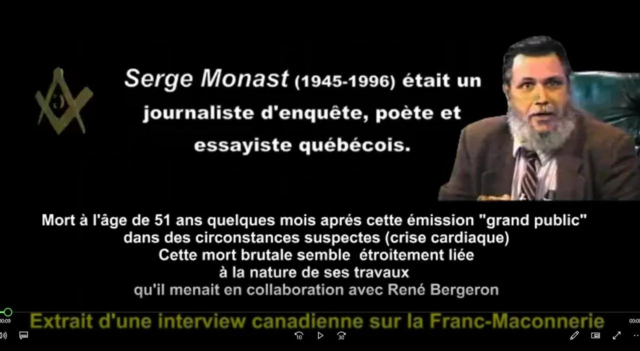 FRANC MACONNERIE SERGE MONAST .IL DECEDERA APRES CETTE EMISSION