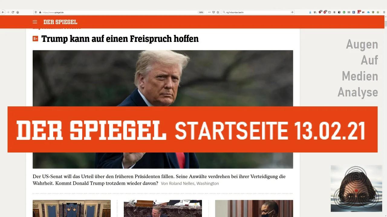 ⁣Die SPIEGEL ONLINE Startseite am 13.02.2021