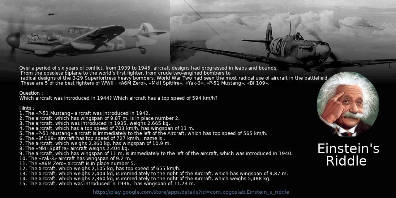 Einstein Riddle about WW2 Aircrafts