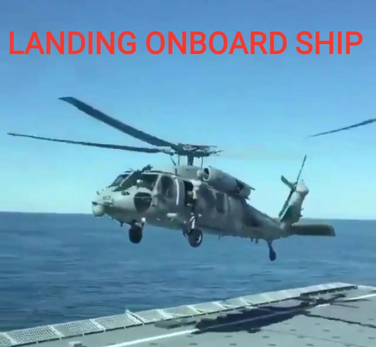 helicopter landing on a yacht