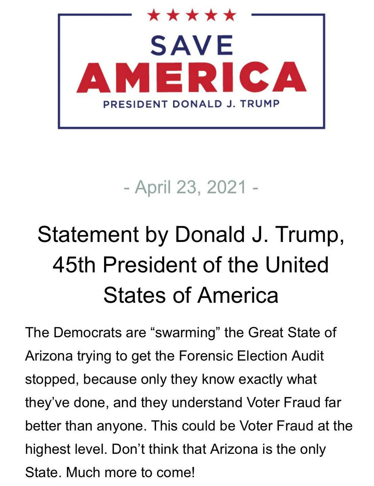 President Donald Trump Statement 23/4