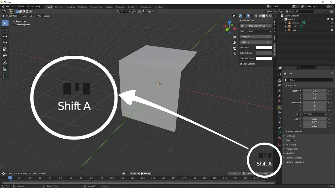 view menu shortcut blender