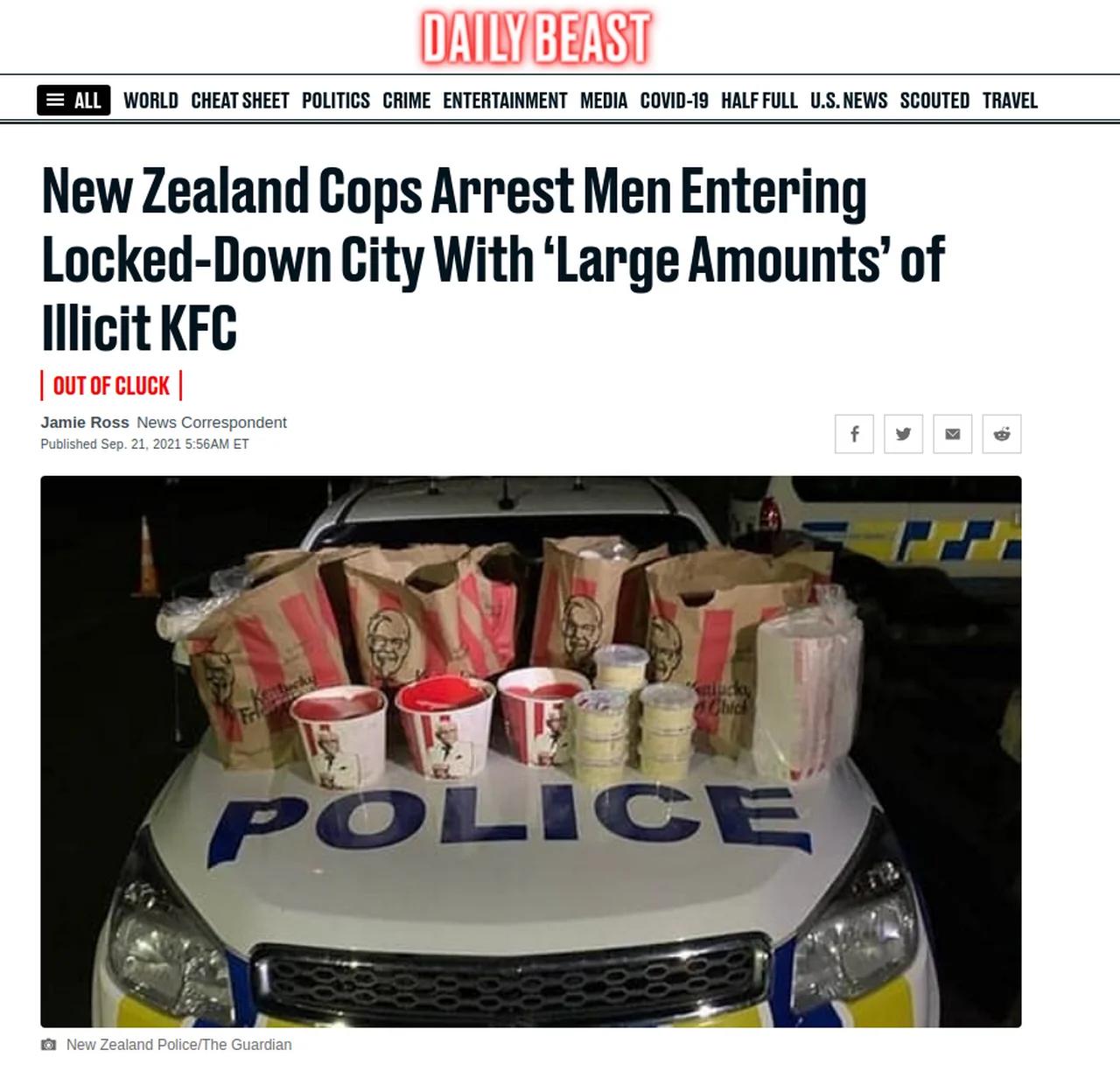 New Zealand Police Arrest Scumbags With Illegal Kentucky Fried Chicken