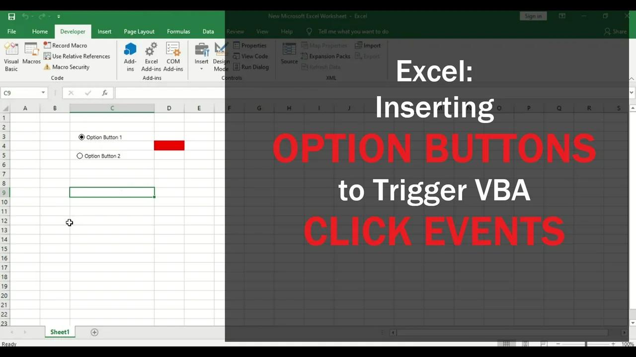 MS Excel Add Option Buttons, Use to Trigger VBA Code Execution.