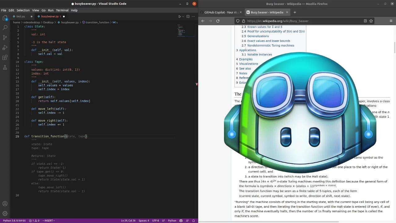 Busy Beaver with Github Copilot