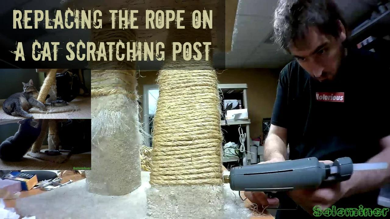 Replacing the rope on a cat scratching post