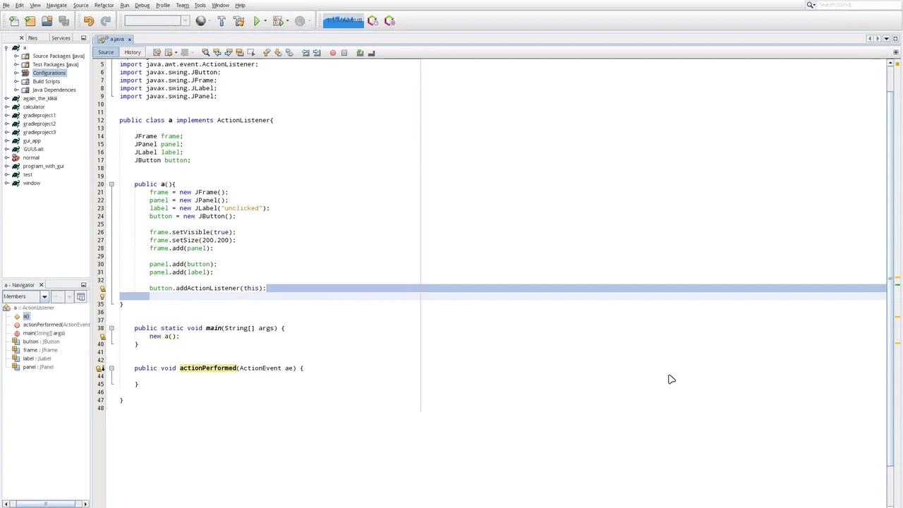 Basic GUI interactivity in Java