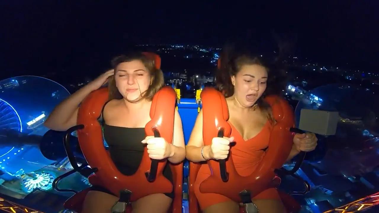 Beautiful girls on the slingshot ride 2