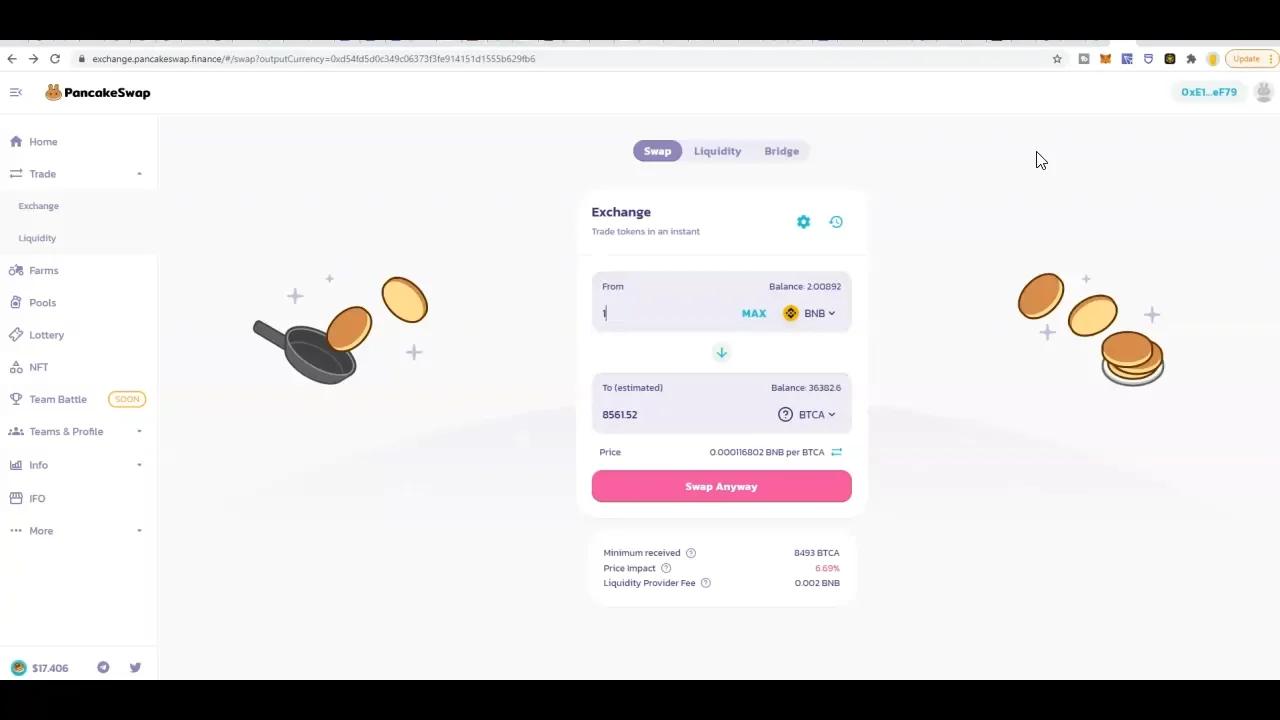 BTCA On BSC Pancake Swap