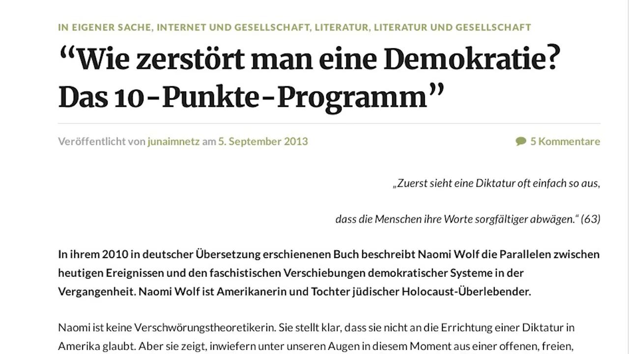 “Wie Zerstört Man Eine Demokratie? Das 10-Punkte-Programm”