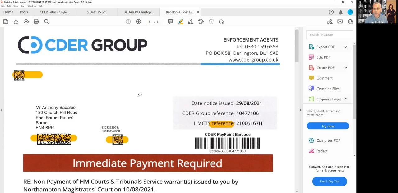 CDER Bailiff Crime - WAR With no WARRANT