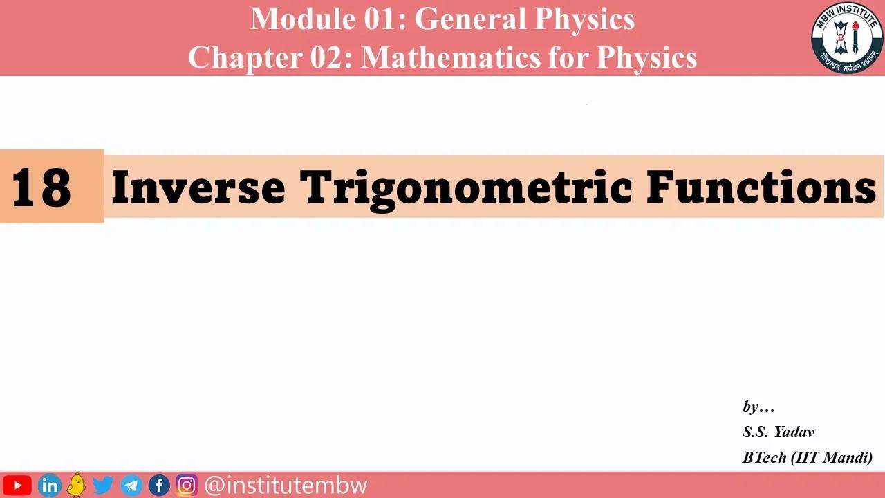 Inverse Trigonometric Functions | Chapter 02 | Module 01