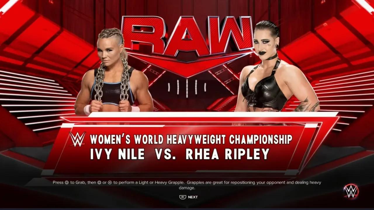 WWE Monday Night Raw Day 1 Rhea Ripley vs Ivy Nile for the Women’s ...