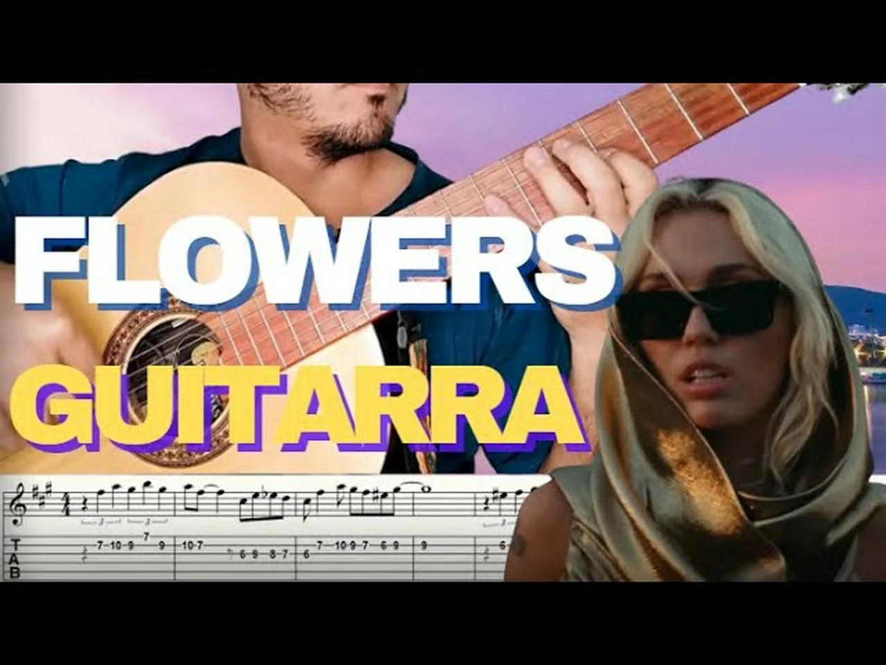 Cómo Tocar Flowers Miley Cyrus Tutorial Guitarra Ritmo Acordes Tab