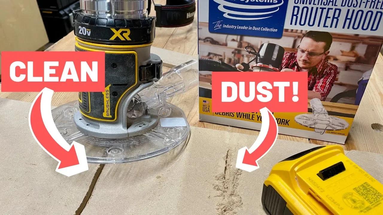 Oneida Dust-Free Router Hood on DeWalt 20V Cordless Router (DCW600B ...