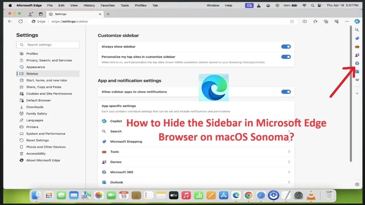 How to Hide the Sidebar in Microsoft Edge Browser on macOS Sonoma?