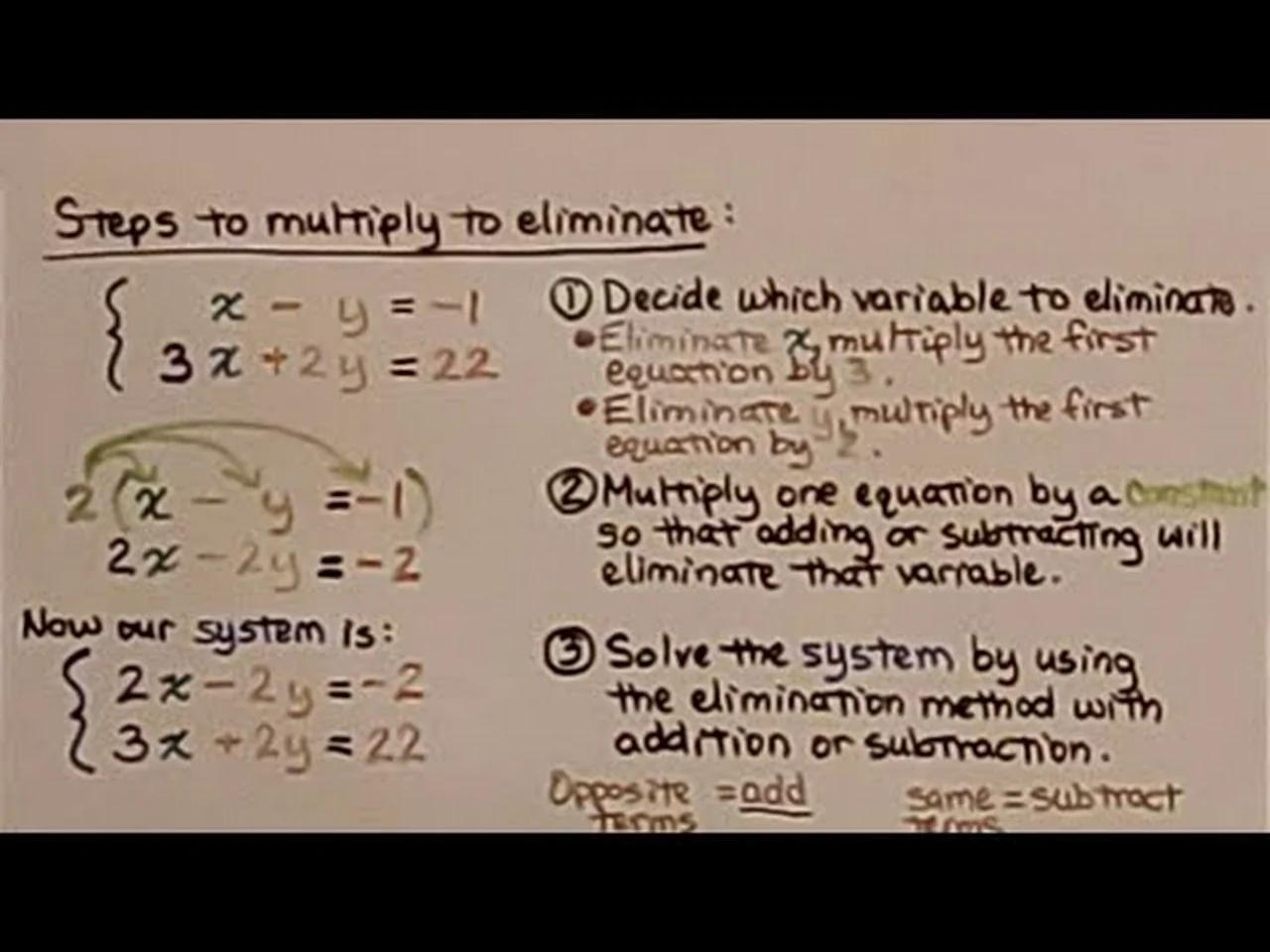 8th Grade Math 8.4a, Elimination Method, Solve a System by Multiplying ...
