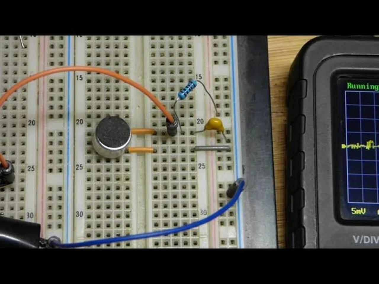 Quick condenser microphone test circuit