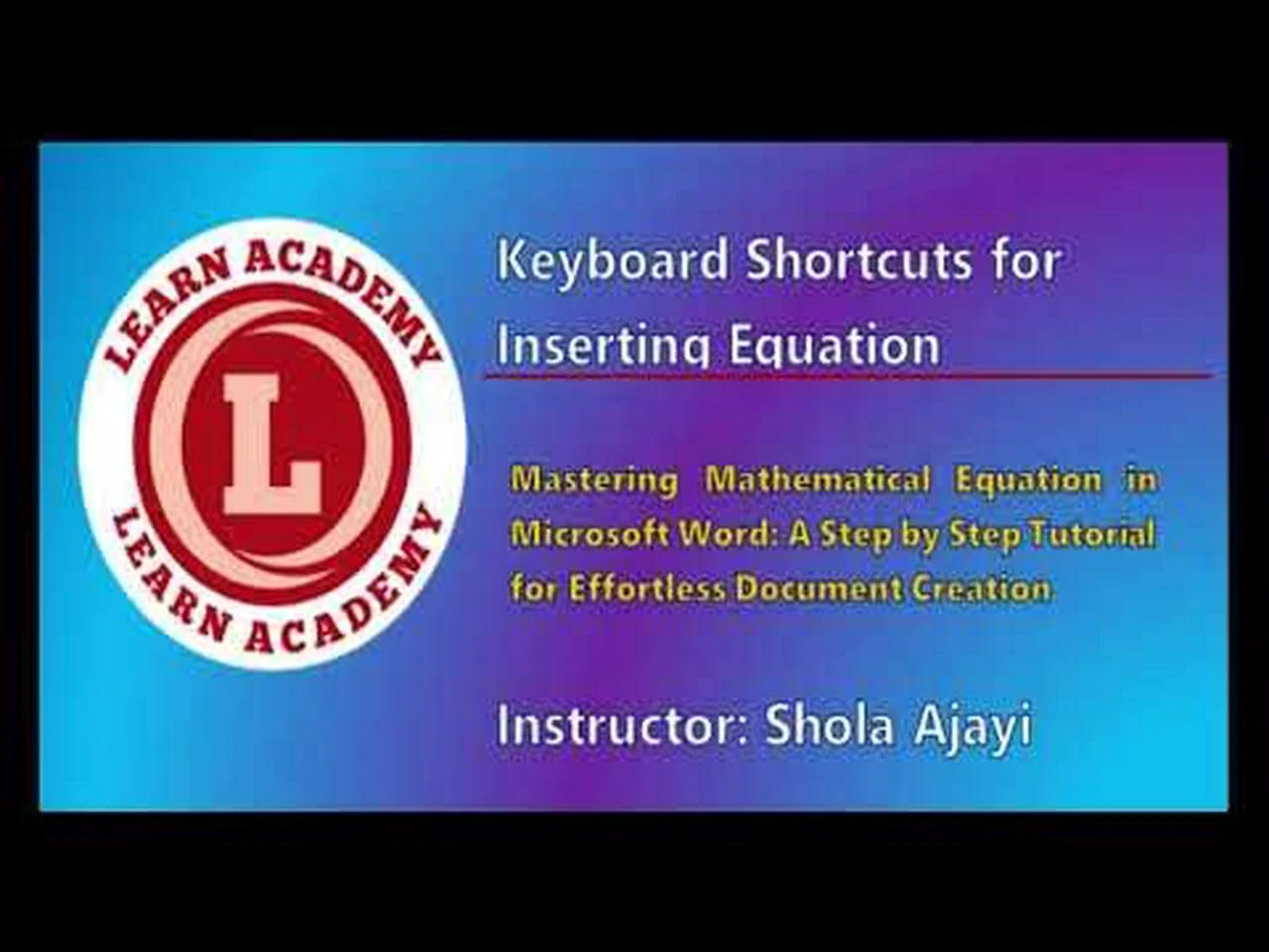 5 Keyboard Shortcuts for Inserting Equation