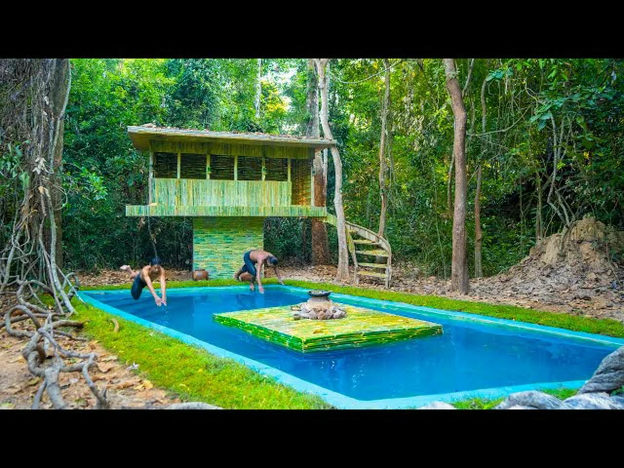 How to Build a Bamboo Swimming Pool Villa in the Jungle — Complete ...
