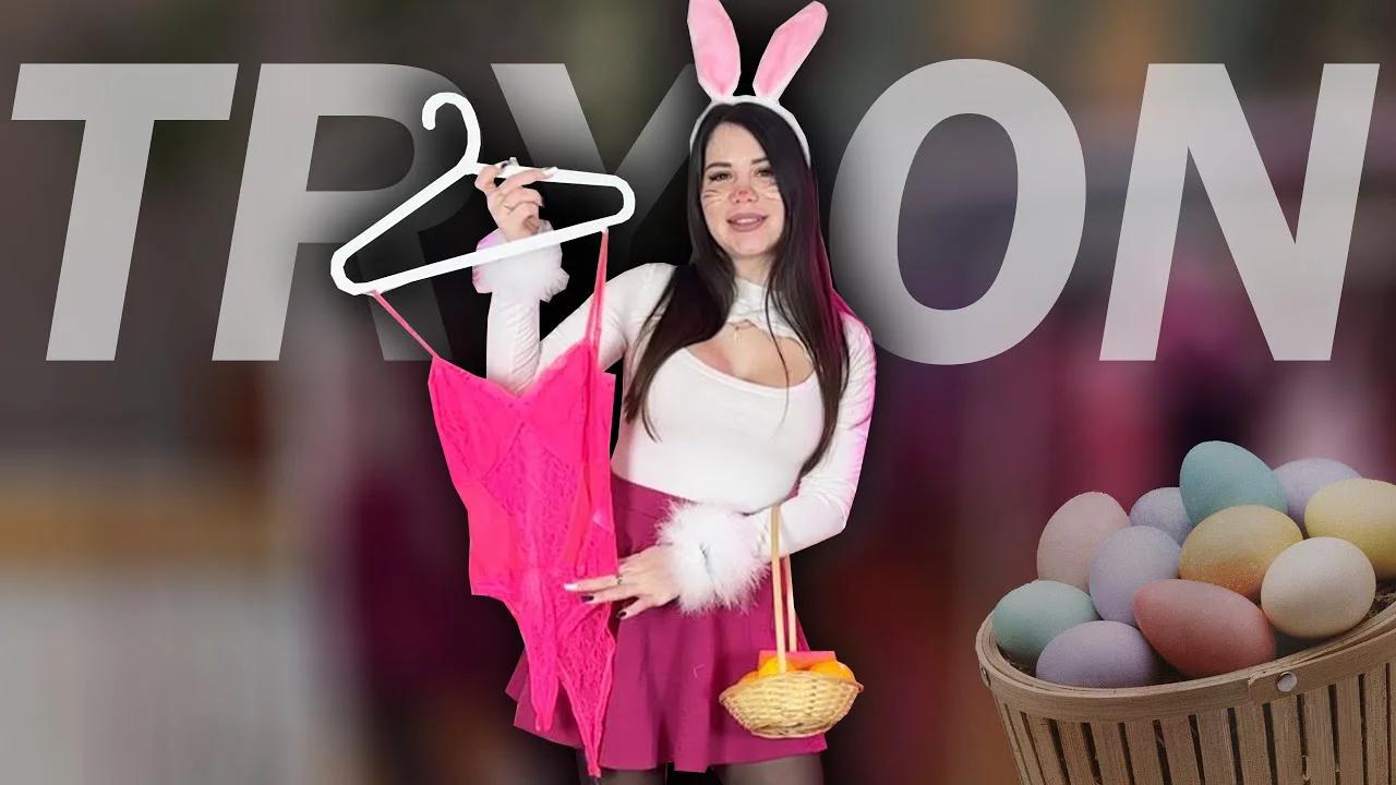 easter-bunny-costumes-try-on-bodysuits-with-stockings-and-high-heels
