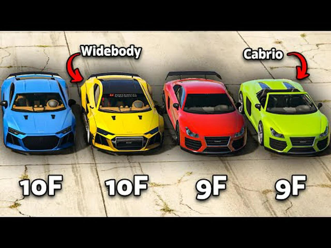 Gta 5 Online 10f Widebody Vs 10f Vs 9f Vs 9f Cabrio Which Is Fastest