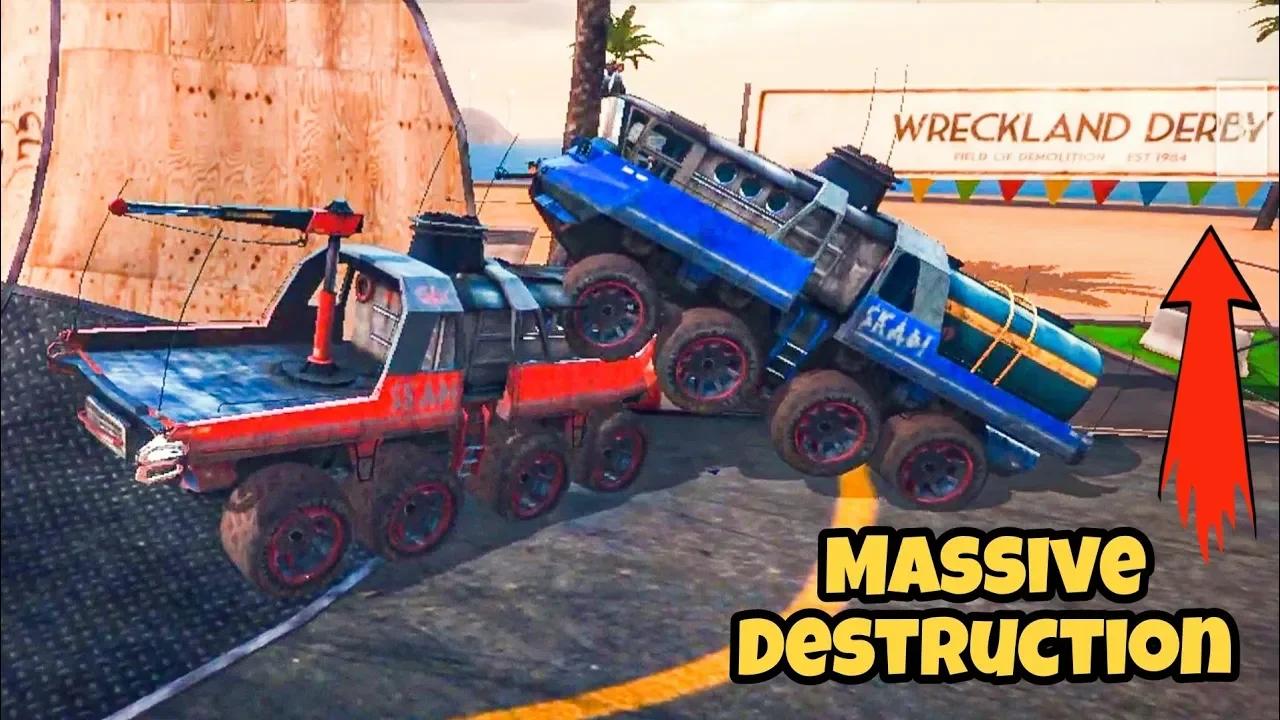 Mega Trucks Massive Destruction In Wreckland Derby - Off The Road ...