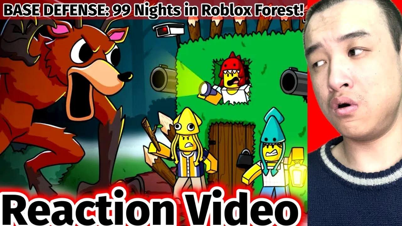 Reacting to BASE DEFENSE: 99 Nights in Roblox Forest! (Cartoon ...