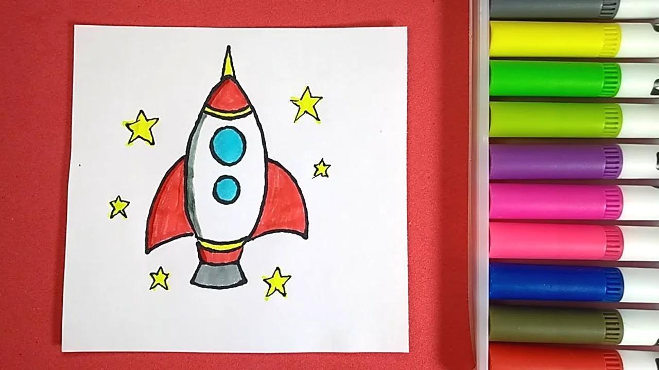 Como desenhar um Foguete Espacial Fácil passo a passo