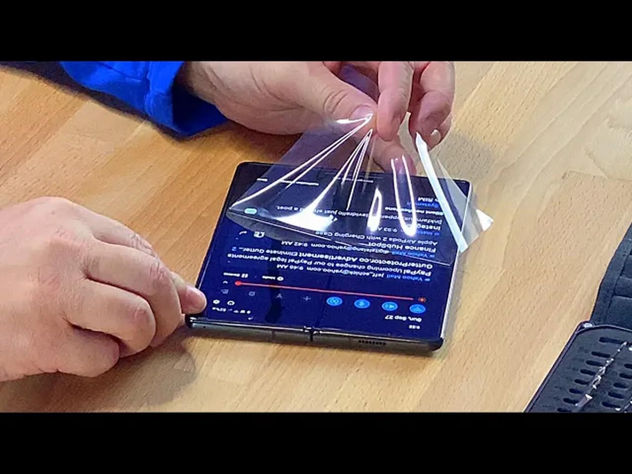 Removing the Plastic film Screen Protector on my Samsung GalaxY Z Fold 2!