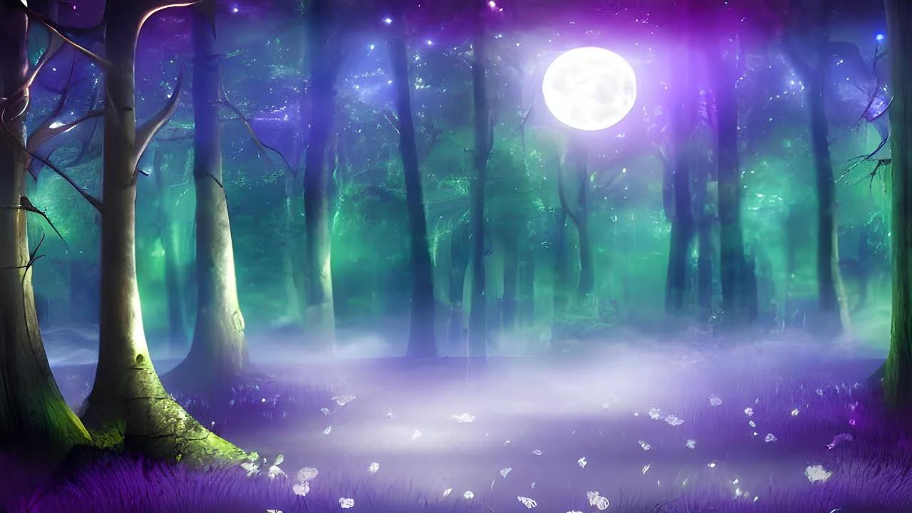 Fantasy forest music night petal forest magical enchanted