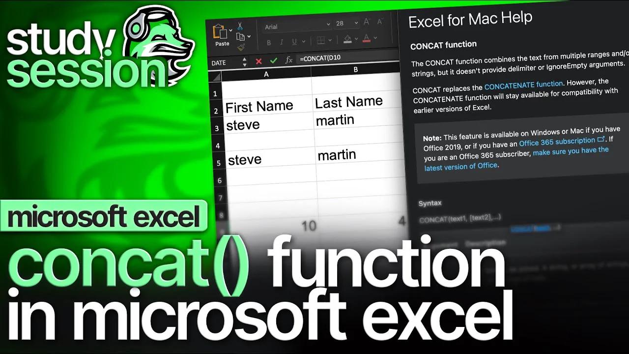 CONCAT Function In Microsoft Excel | How To Use CONCAT() In Excel