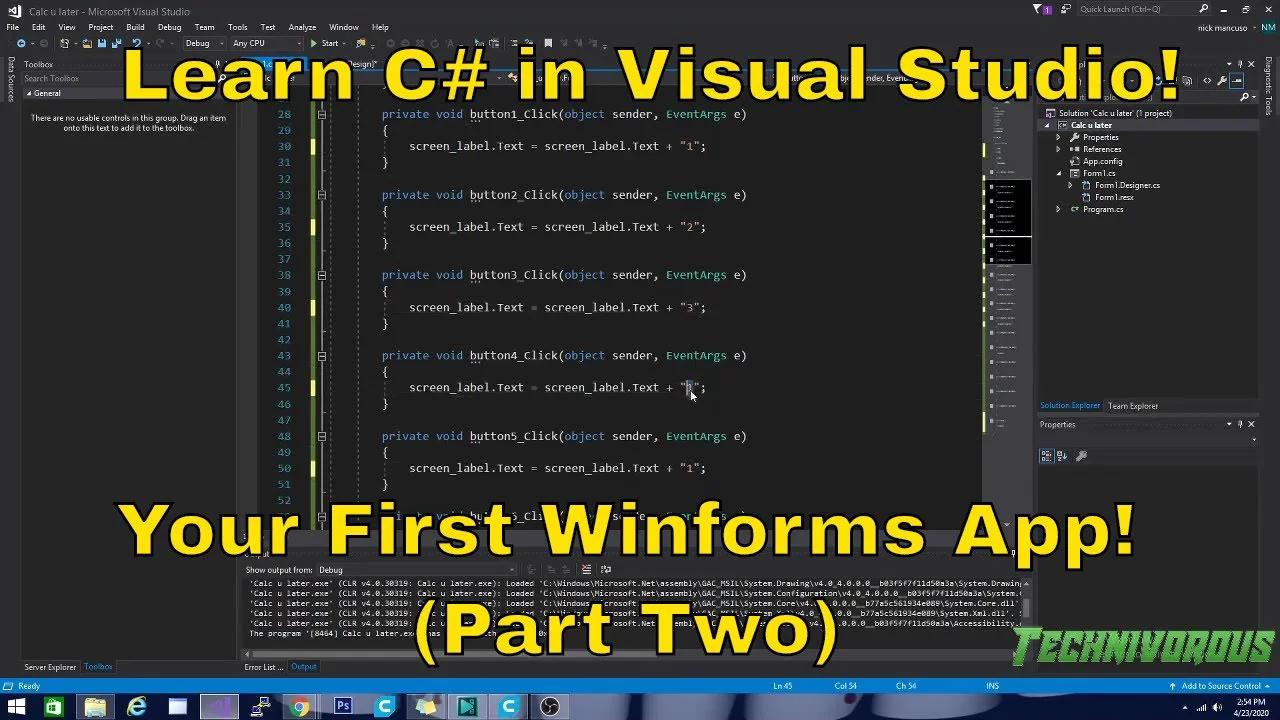 Introduction to c# with Visual Studio - Your first Winforms App! - part 2