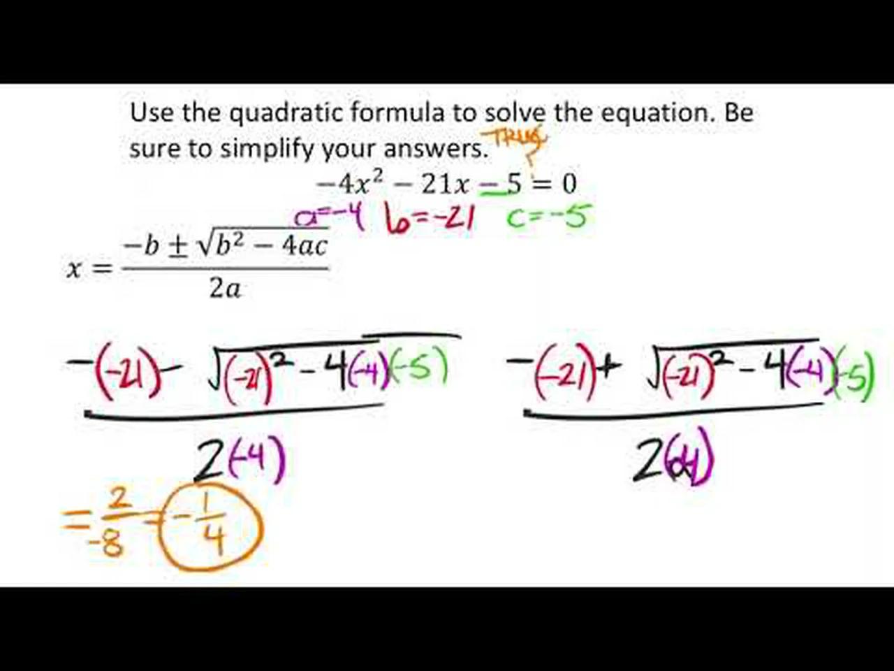 Quadratic Formula (MATH 1010 Unit 7 Lesson 2)