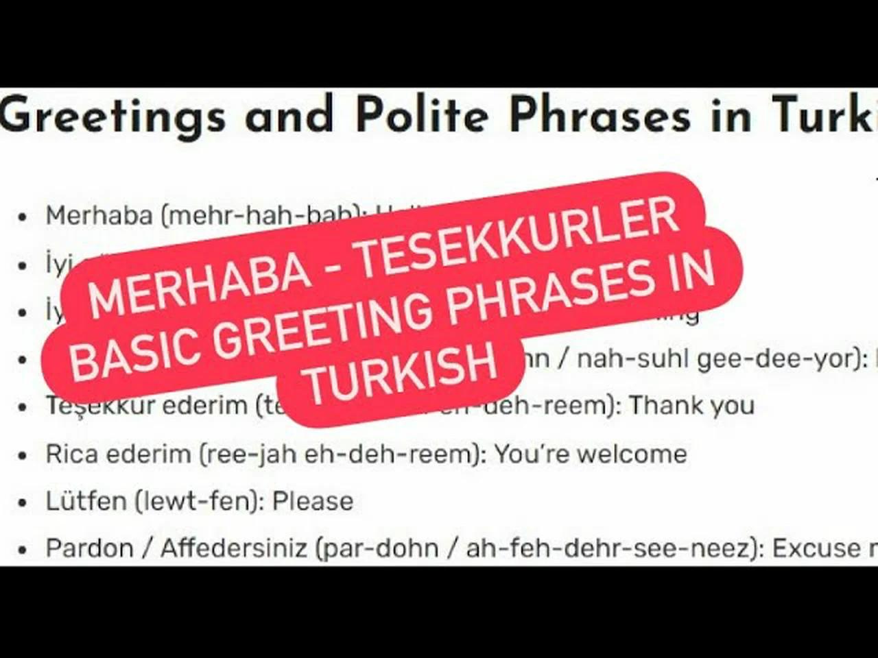Learn Greetings and Polite Phrases in Turkish #learnturkish # ...