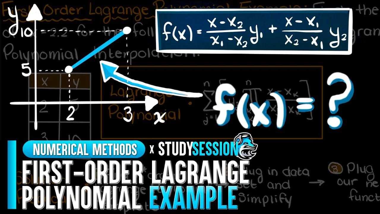 First Order Lagrange Polynomial Example | Numerical Methods