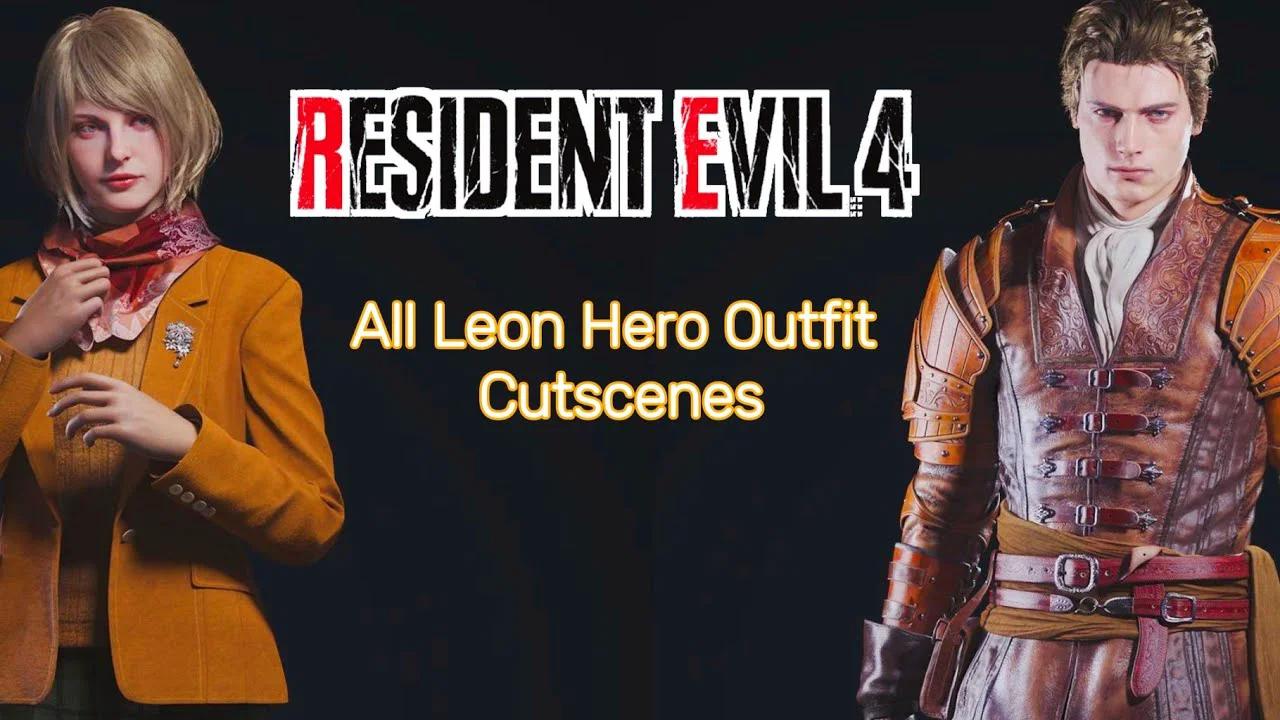 Resident Evil 4 Remake All Leon Hero Outfit Cutscenes 🧡