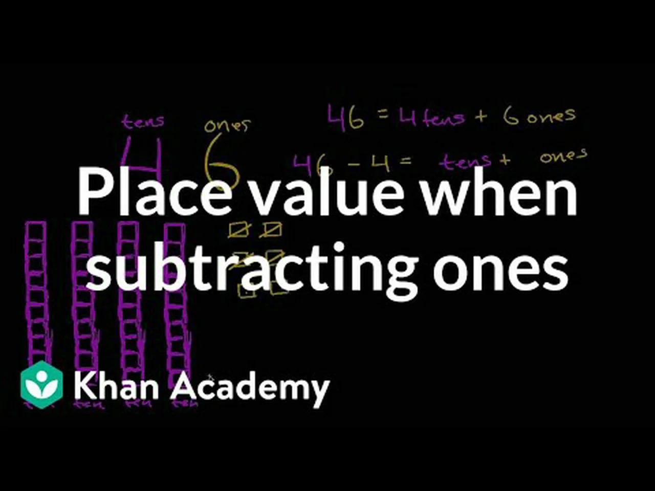 Understanding place value while subtracting ones early math khan