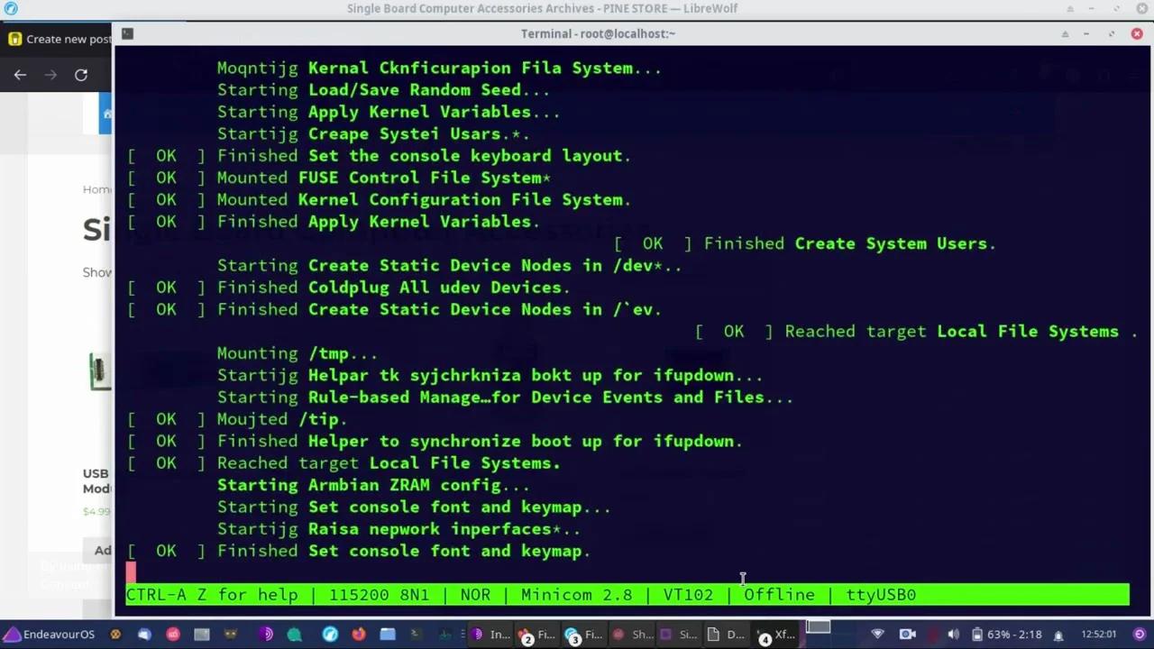 How To Minicom Serial Access Pine64 A64 LTS / PineDio Gateway Examples