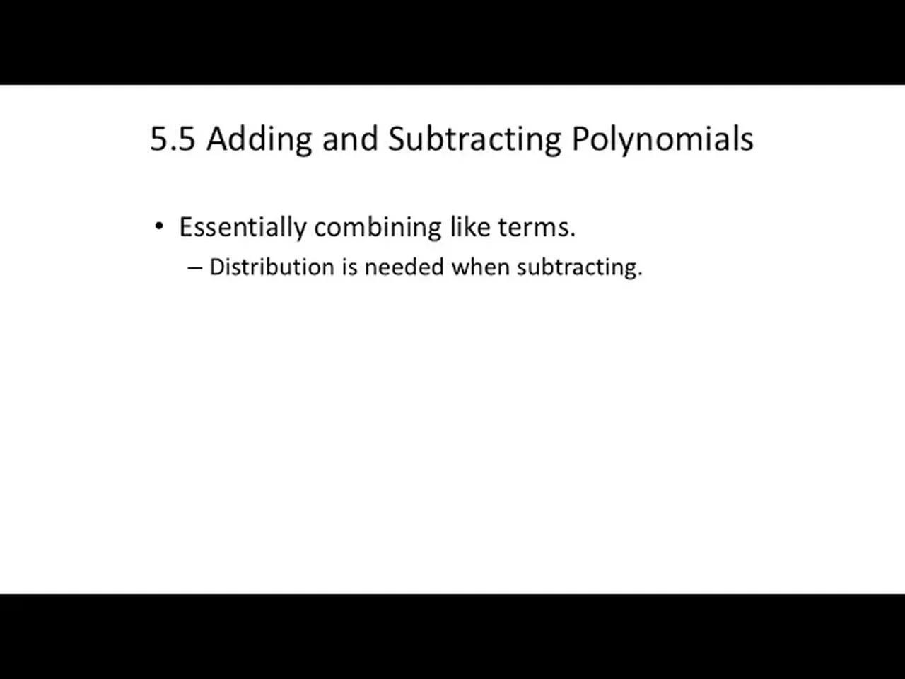 Adding and Subtracting Polynomials (MATH 990 Unit 5 Lesson 5)