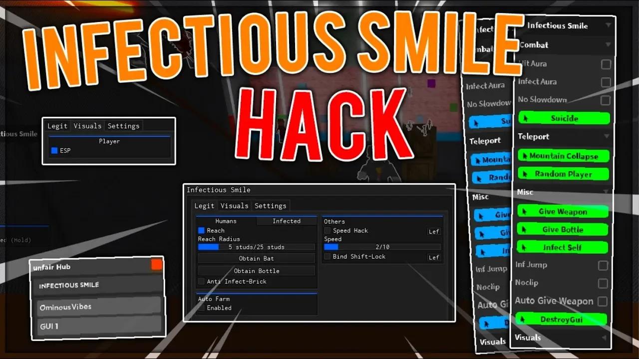 ROBLOX Infectious Smile Hack Script GUI: *PASTEBIN* - Reach, ANY Item ...