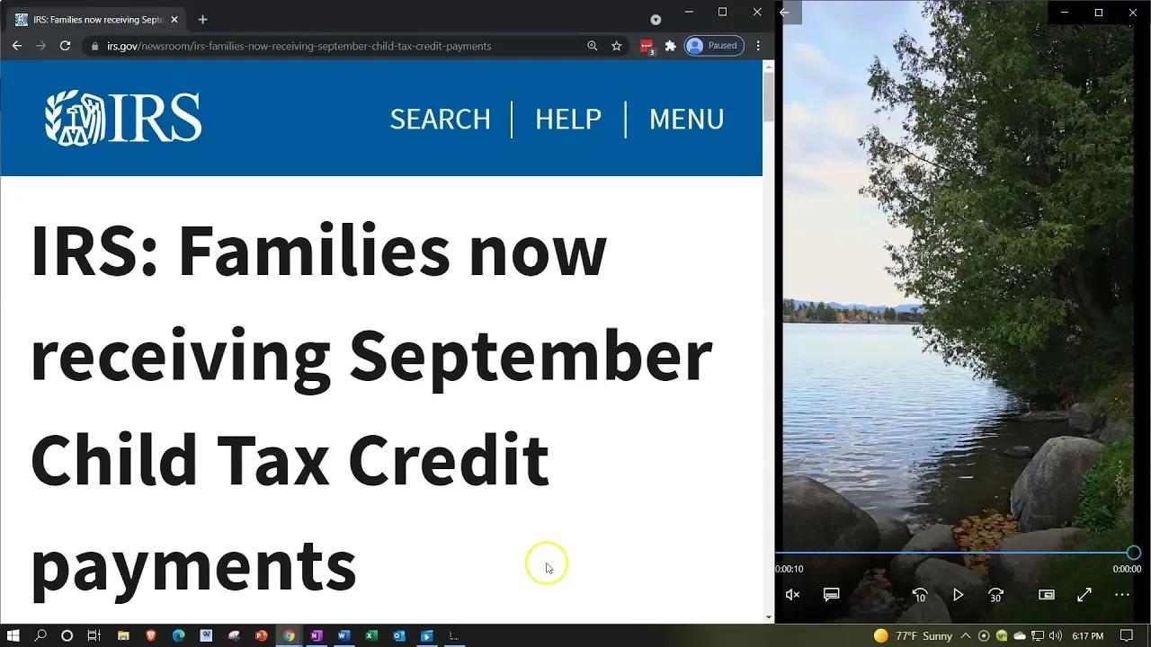 IRS: Families now receiving September Child Tax Credit payments