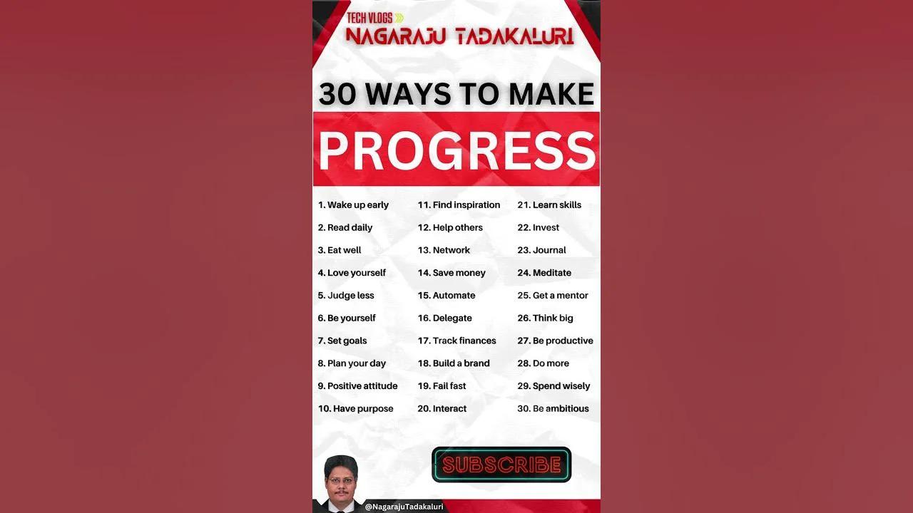 30 Ways to Make Progress