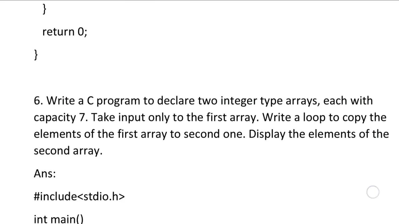 Class 10 Chapter 6 Arrays in C - Exersise Question Answers - Part 1