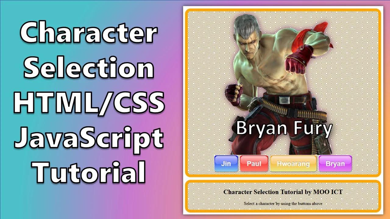 Make a Character Selection project using HTML CSS and JavaScript