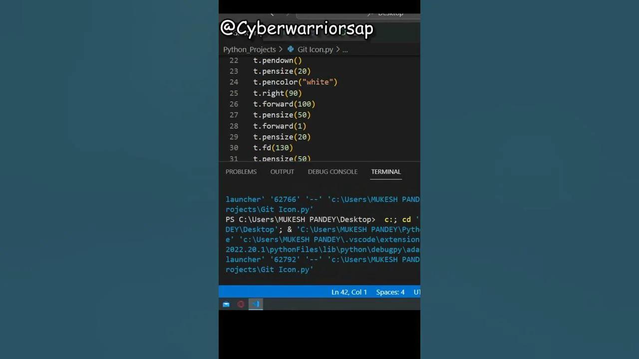 Git Icon Using Python рџђќ Turtle рџђў Shorts Cyberwarriorsap Python