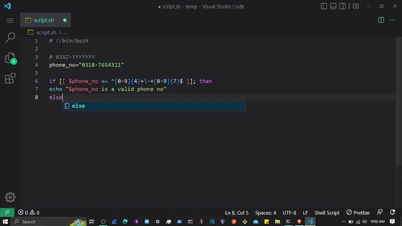 Identify phone no using regular expression in bash script