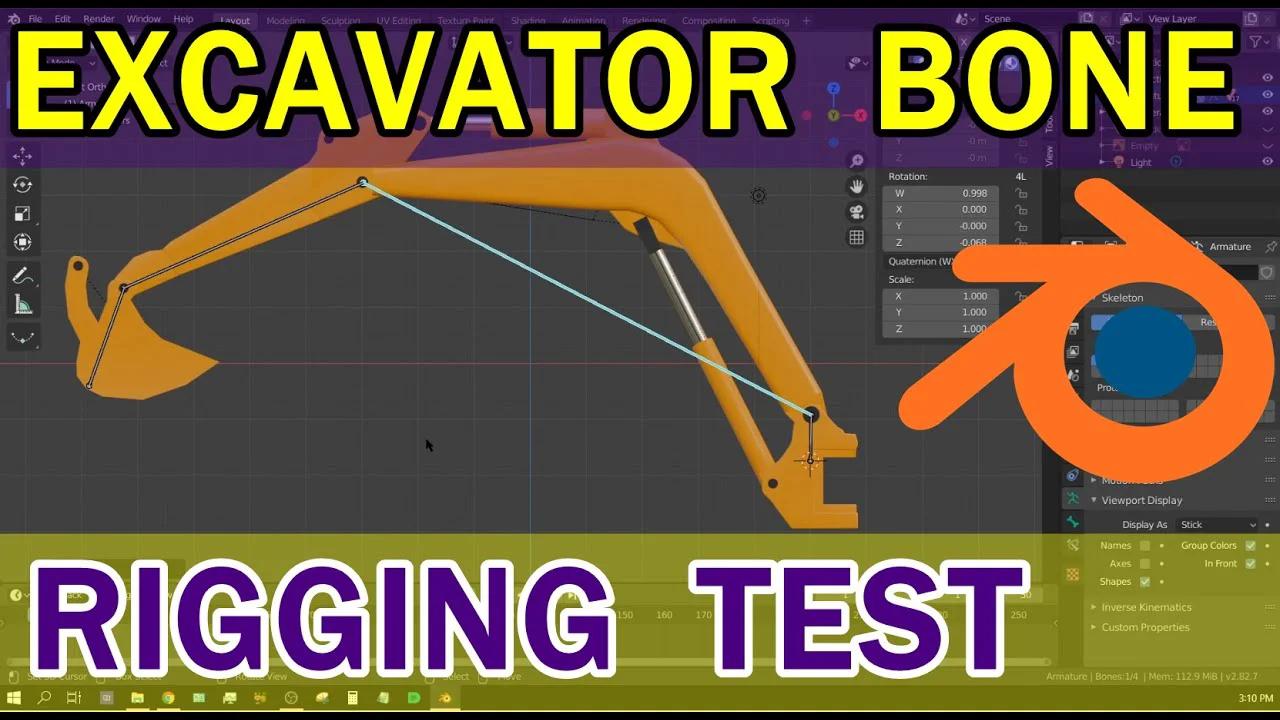 Excavator Digger Test Bone Rig #BlenderRookie